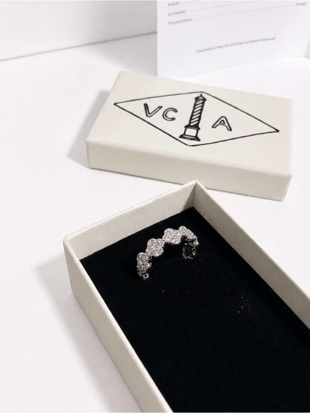 Silver Diamond Cluster Van Cleef & Arpels Ring - size 6